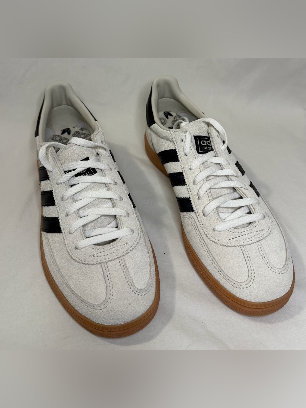 Adidas Off White Suede  Spezial Sneakers with Black Stripes